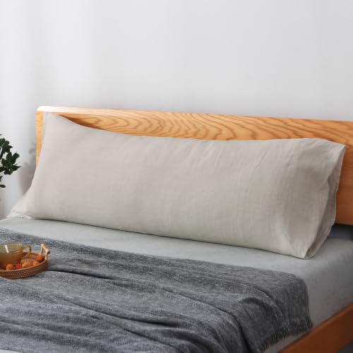 "S VICTORY SYMBOL Body Pillowcase,100% French Natural Linen Body Pillow Cover 20""x 54"",Super Soft & Breathable & Moisture-Absorbing, Envelope Closure"