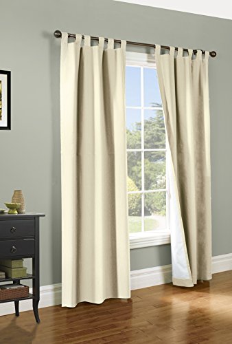 "LOFT LIVING Winmate Insulated Cotton Tab Top Curtain Panel - Pair Each 40"" x 54"" in Natural"