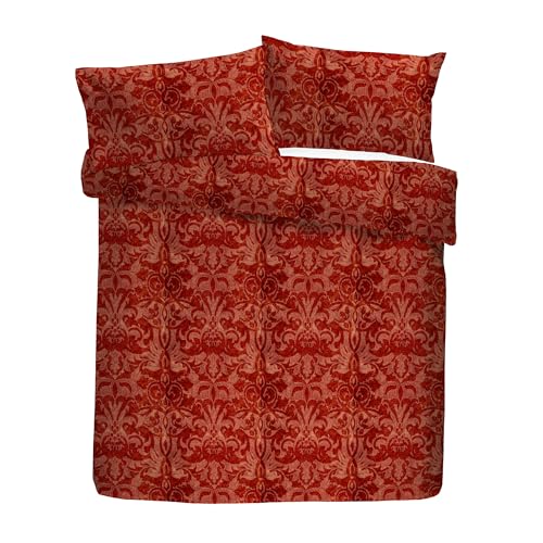 Laurence Llewelyn-Bowen Duvet Cover Set, 100% Polyester, Super-King 260x220cm, Spice, Velvet, Damask Jacquard Pattern, with 2 Pillowcases