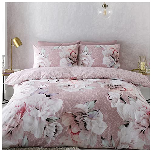 GC GAVENO CAVAILIA Floral Duvet Cover Double, Poly Cotton Printed Bedding Sets, 3 Piece Breathable Comforter Covers, Blush Pink