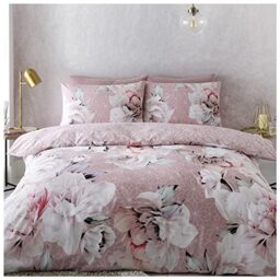 GC GAVENO CAVAILIA Floral Duvet Cover Double, Poly Cotton Printed Bedding Sets, 3 Piece Breathable Comforter Covers, Blush Pink