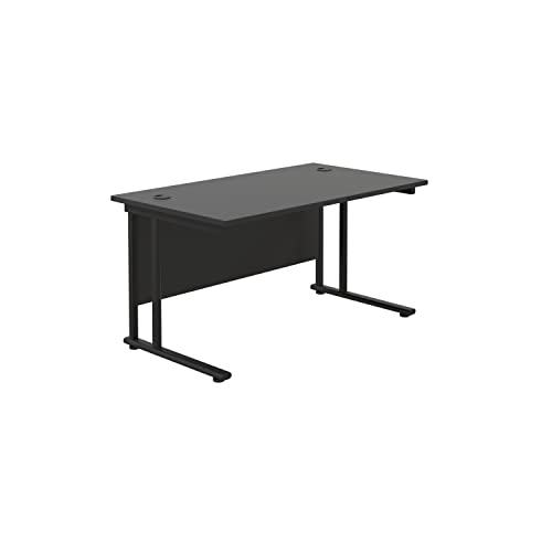 Office Hippo Schwerlast-Schreibtisch, rechteckig, freitragend, Metall, Schwarzer Rahmen, Schwarze Oberseite, 120 cm