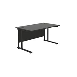 Office Hippo Schwerlast-Schreibtisch, rechteckig, freitragend, Metall, Schwarzer Rahmen, Schwarze Oberseite, 120 cm