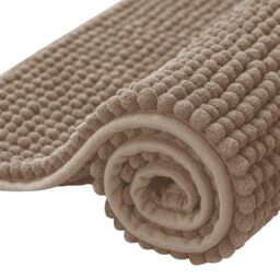 "subrtex Bathroom Rugs Chenille Bath Rug Soft Short Plush Bath Mat Soft Shower Mat Water Absorbent Shower Mat Quick Dry Machine Washable(Taupe Brown,20"" x 32"")"