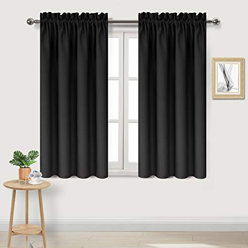 DWCN Black Blackout Curtains for Bedroom ??? Rod Pocket Thermal Insulated Energy Saving Drapes for Living Room and Bedroom, W 38 x L 54 Inch, 2 Panels
