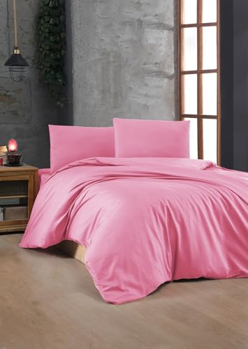 Nuit Des Rêves Premium Ranforce Double Quilt Cover Set (DE), 100% Cotton, Pink, 200 x 200 cm Quilt & 2 x 80 x 80 cm Pillowcases, Soft, Breathable, Perfect for Cosy Bedrooms