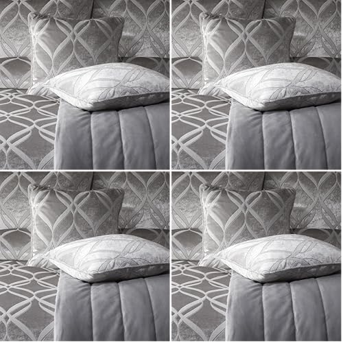 SOIREE - Belfort - Jacquard Filled Cushion - 43 x 43cm in Silver (Pack of 4)