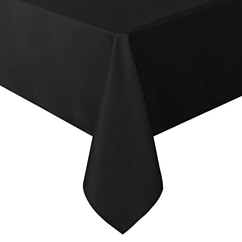 sancua Square Tablecloth - 60 x 60 Inch - Water Resistant Spill Proof Washable Polyester Table Cloth, Decorative Fabric Table Cover for Dining Tables, Buffet Parties and Camping, Black