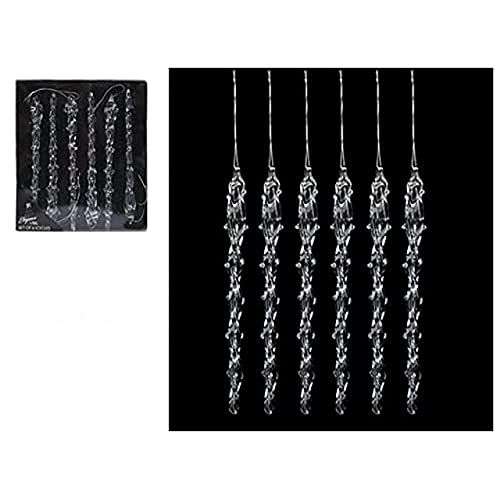 Immerse Creations (6-Pack) Glass Twist Christmas Tree Decorations - Lightweight, Elegant, Festive