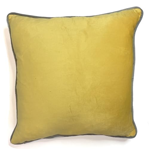 Rapport home Piped Velvet Square Reversible Cushion Cover 43 x 43cm Ochre and Silver