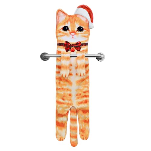 MewMix Funny Hand Towels for Bathroom Kitchen Decor - Cute Cat Hanging Hand Towel Kitchen Gadgets - Unique Housewarming Birthday Christmas Cat Lover Gift Ideas for Women Mom Lady Adults