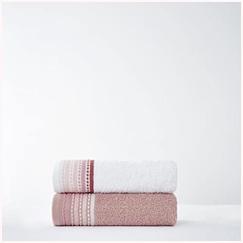 GC GAVENO CAVAILIA Premium Quality Soft Comfortable Absorbent, 2 Piece Pure 100% Pure Cotton 550 GSM Malton Hand Towel Set, Pink