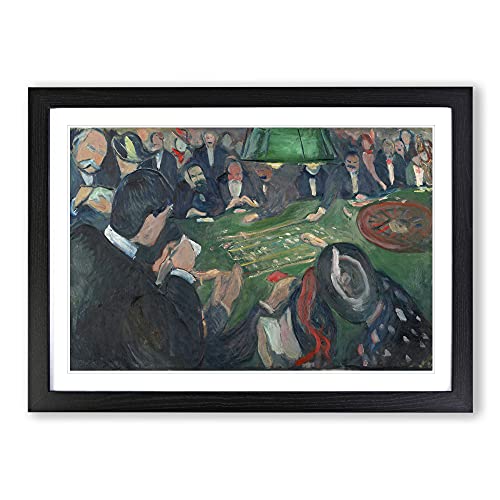 At The Roulette Table by Edvard Munch Framed Print - A2 Black Framed Wall Art - Ready to Hang - Modern Nature Picture - Living Room Bedroom Lounge Office