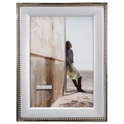 Malden International Designs 5294-57 Classic Silver Metal With Silver Beads 2-Tone Picture Frame, 5x7, Silver