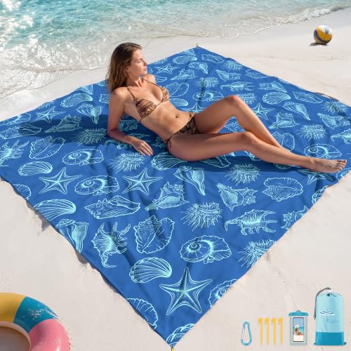 Famstar Beach Blanket Sandproof Waterproof 78''??81''1-5Adults Oversized,Compact Lightweight Durable Beach Mat for Travel Camping Hiking Picnic Blanket