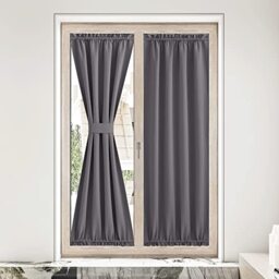 NICETOWN Thermal Insulated Window Curtains for Winter, Heavy Thick Solid Kitchen Door Curtain, Rod Pocket French Front Door for Classroom/Patio Glass, 36 x 80 inches, 1 PC, Grey