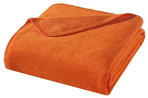 WOHNWOHL Living WODE0 01.3 Blanket, Cotton Blend (Orange, 200 x 150 cm