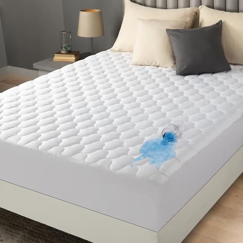 Utopia Bedding Quilted Fitted Waterproof Mattress Protector, Machine Washable Mattress Cover Stretches up to 40 cm Deep (White, King - 198 x 203 cm)