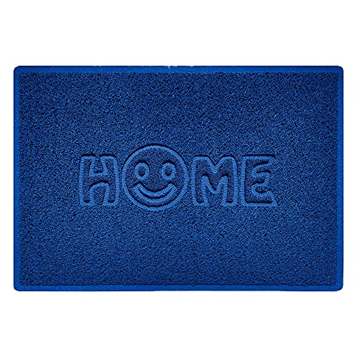 Nicoman SMILEY FACE Embossed Shape Door Mat Dirt-Trapper Washable Barrier Doormat-(Use Indoor or Sheltered Outdoor)-(90x60cm/3x2ft,Large) Blue