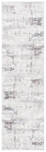 SAFAVIEH Contemporary Rug for Living Room, Dining Room, Bedroom - Amelia Collection, Short Pile, in Ivory and Grey, 69 X 122 cm
