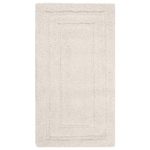 Safavieh Shag Rug for Living Room, Dining Room, Bedroom - Florida Shag Collection, High Pile, in Creme and Creme, 68 x 122 cm