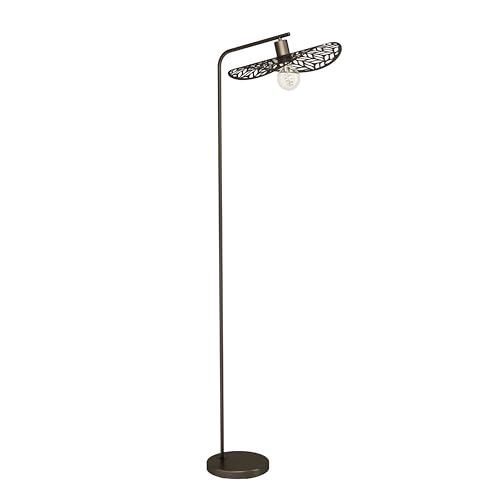 Eglo Arc Floor lamp Swaby, floorlamp for Living Room, Standing Light for Reading, Curved lampshade, Metal in Bronze, E27 Socket