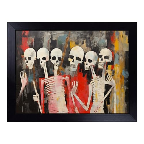 Lap Tray with Bean Bag Cushion, Skeleton Dadaism - Handmade in the UK, Raised Wooden Edge, Padded Cushion, Heat-Resistant Wipe-Clean Surface, for Meals, Laptops and Crafts