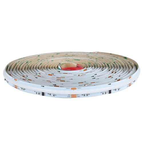 Lyyt - 5m Smart Pixel RGB COB LED Strip Light 24V IP20 – Addressable Colour Changing Tape with Self Adhesive Backing for Indoor Shelves, Kitchens & Displays