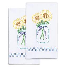 JACK DEMPSEY NEEDLE ART Hand Towel DECORATIV Sunflowers, White, One Size