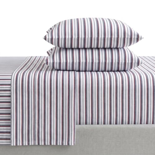 Nautica- Twin XL Sheet Set, Deep Pocket Fitted Sheet and Pillowcase Set, Casual Home Décor (Aevery Stripe Navy, Twin/Twin XL)