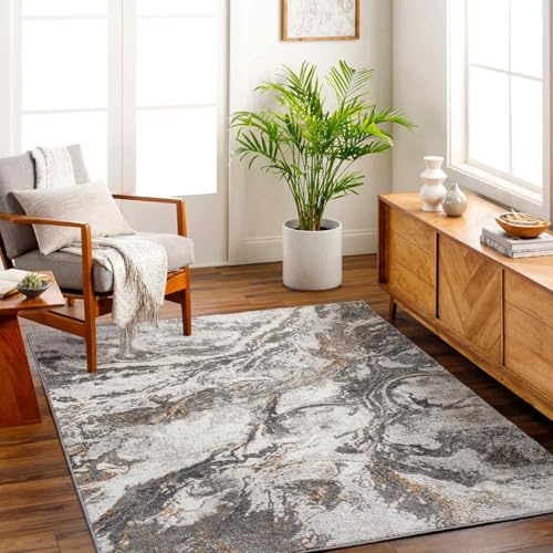 Livabliss Odunec Abstract Rug - Area Rugs Living Room 120x170 cm, Dining Room, Lounge, Kitchen, Bedroom - Modern Marble Large Rug, Soft Luxurious Easy Care Medium Pile, Ivory, Black, Grey, Rust