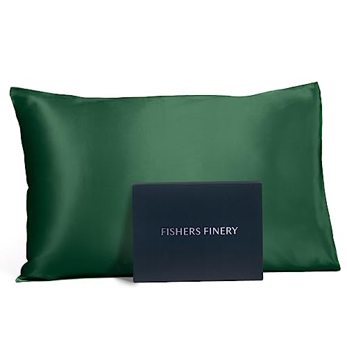 Fishers Finery 19mm 100% Pure Mulberry Silk Pillowcase Good Housekeeping Quality Tested (Dark Green, Q)