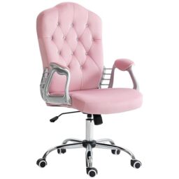 Vinsetto Home Office Chair Button Tufted Backrest with Swivel Wheels Pink
