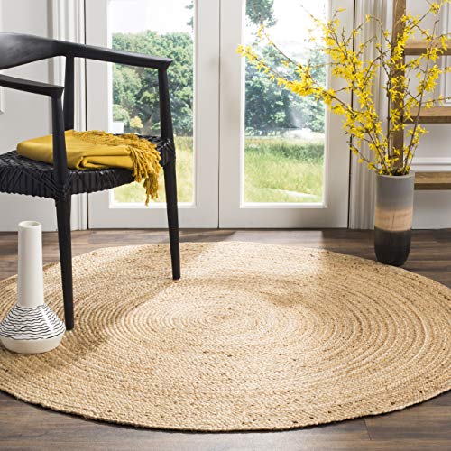 SAFAVIEH Natural Fiber Rug for Living Room, Dining Room, Bedroom - Natural Fiber Collection, Short Pile, in Natural, 152 X 152 cm
