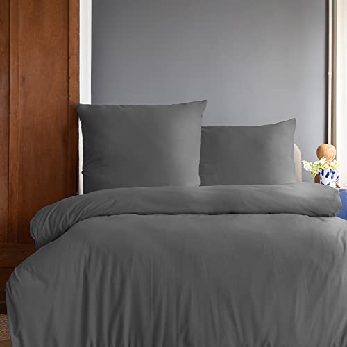 Komfortec Premium Bed Linen 200 x 200 cm with 2 Pillowcases 80 x 80 cm Brushed Microfibre - Anthracite