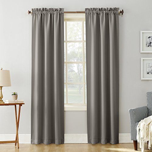 "Sun Zero Blackout Energy Efficient Rod Pocket Curtain Panel, Polyester, Grey, 40"" W x 95"" L (Pack of 1)"