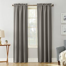 "Sun Zero Blackout Energy Efficient Rod Pocket Curtain Panel, Polyester, Grey, 40"" W x 95"" L (Pack of 1)"