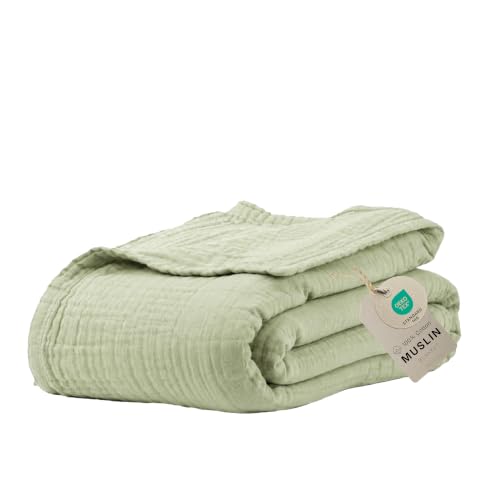 "Salt Earth -100% Cotton Muslin Throw Blanket Gauze Blanket 50""X70"" Throw 4 Layered for Couch, Bed, Living Room, Home, Lightweight & All Season, Blankets & Throws, Easy wash, Skin Friendly (Sea Foam)"