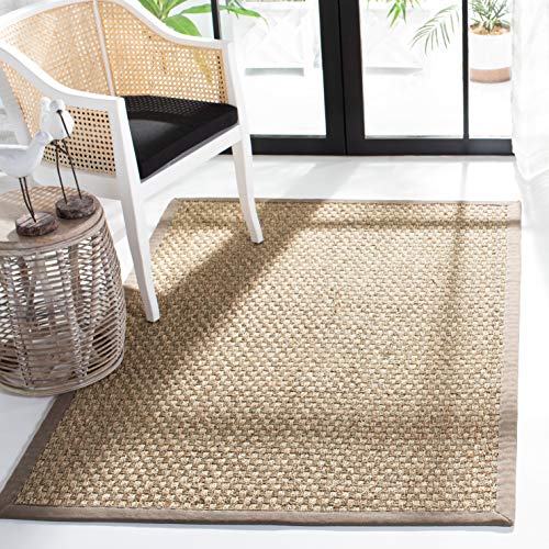 Safavieh Natural Fiber Rug for Living Room, Dining Room, Bedroom - Natural Fiber Collection, Short Pile, in Natural, 120 x 120 cm