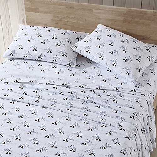 Eddie Bauer - Full Sheet Set, Warm Breathable Cotton Flannel Bedding with Deep Pockets, Brushed for Extra Softness, Cozy Home Decor, Oeko-Tex Certified (Dog Friends White, Full)
