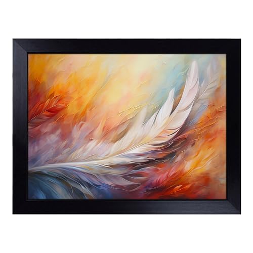 Lap Tray with Bean Bag Cushion, Feather Action - Handmade in the UK, Raised Wooden Edge, Padded Cushion, Heat-Resistant Wipe-Clean Surface, for Meals, Laptops and Crafts