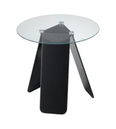 ASPECT Asti Round Side/Laptop/End/Coffeee Table Glass Top Base, Tempered, Clear/Black, 48 diameter x 45(H) cm