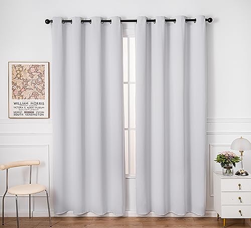 PI Blackout Long Curtains 95 Inches Length,Privacy Room Darkening Divider Curtains with Grommet for Living Room/Bedroom/Glassdoor/Patio 1 Panel (Grey White,W52XL95)