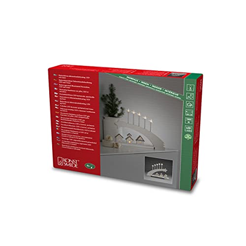 Konstsmide Christmas Lights/Silhouette Village Motif with Star Decorations/Christmas Ornament Decoration/Battery Operated: 2xAA (Excl.)/Christmas Scene Warm White Diodes