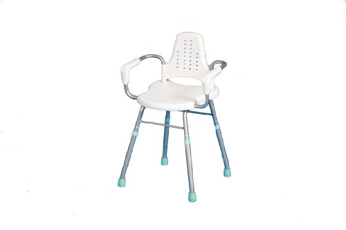 NRS Healthcare Prima Aluminium Height Adjustable Shower Stool with Armrest and Backrest