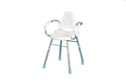 NRS Prima Aluminium Height Adjustable Shower Stool with Armrest and Backrest