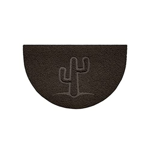 Nicoman Embossed Halfmoon Half Circle Door Mat Dirt-Trapper Jet-Washable Doormat 70x44cm (Brown, CACTUS Shape) - Use Indoor or Sheltered Outdoor