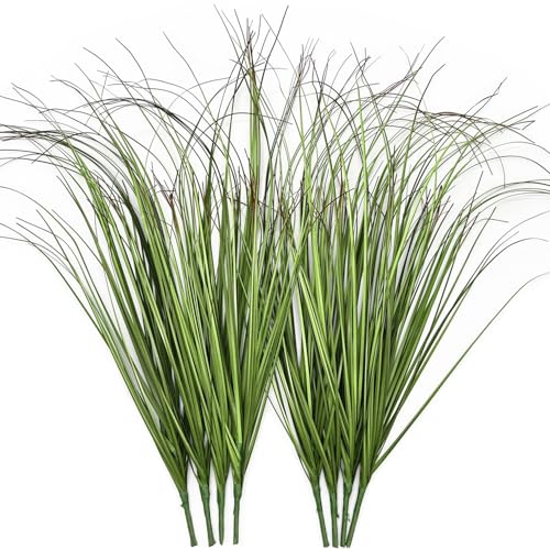 Artificial Plants, Fake Wheat Grass Tall Shrubs Bundles, Faux Greenery Plastic Plant Indoor Outdoor Decoration Home Garden Christmas Party Table Centerpieces Vase DIY Decor - Tail End Red Leaves 8 Pcs