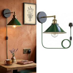 LEDSone Plug in Wall Light with Switch, E27 Wall Lamp Adjustable Metal - Plug in Wall Spot lights for Bedroom, Wall Mounted Beside Wall Lights for Reading Room Cupboard Kitchen Desk Picture