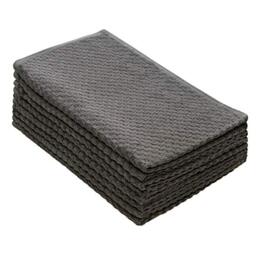 COTTON CRAFT - 8 Pack Charcoal EuroCafe Waffle Weave Terry Kitchen Towels 41x71, 100% Ringspun 2 Ply Cotton Highly Absorbent Low Lint, Professional Grade 400 Grams, Multi Purpose Bar Mops Hand Towel